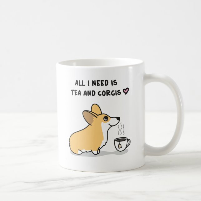 Tea & Corgis [red white] Coffee Mug (Right)