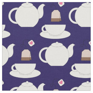 Tea Cup and Pot Cute Cafe Barista Fabric