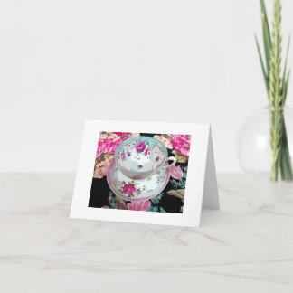 Tea Cup blank note card, Get Well, Miss You, Hello Thank You Card