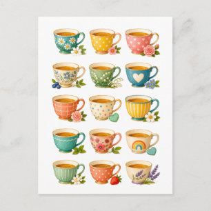Tea Cup Collage Postcard