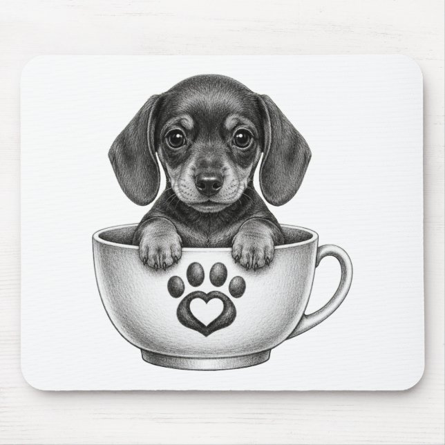 Tea Cup Dachshund Pupp Mouse Mat (Front)