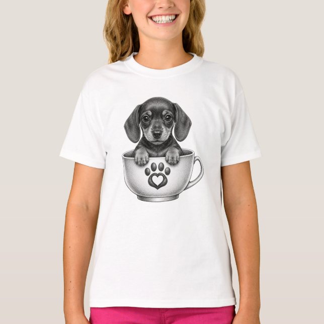 Tea Cup Dachshund Puppy T-Shirt (Front)