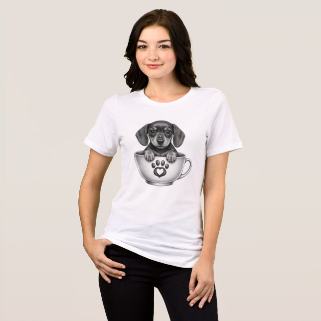 Tea Cup Dachshund Puppy  Tri-Blend Shirt (Front Full)