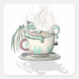 Tea Cup Dragons: Peppermint (Clear) Square Sticker