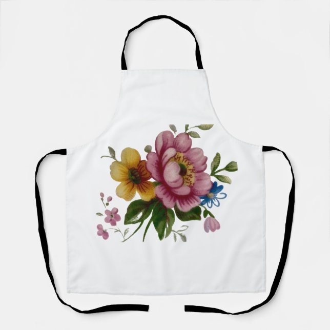 Tea Cup Floral Bouquet  Apron (Front)