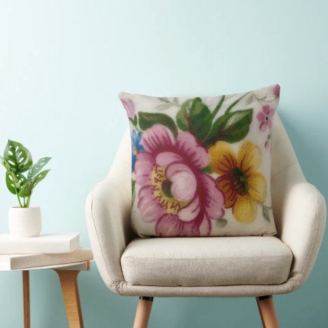 Tea Cup Floral Bouquet Cushion (Creator Uploaded)