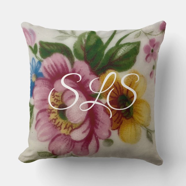 Tea Cup Floral Bouquet Cushion (Front)
