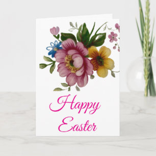 Tea Cup Floral Bouquet Holiday Card
