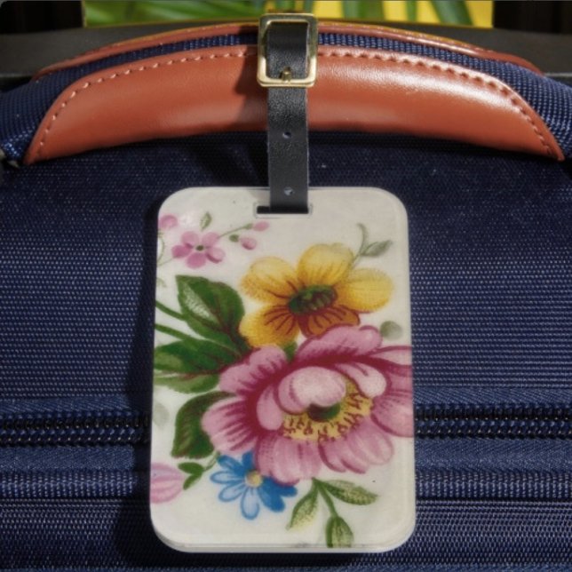 Tea Cup Floral Bouquet Luggage Tag (Creator Uploaded)