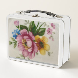 Tea Cup Floral Bouquet Metal Box