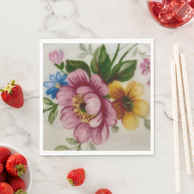 Tea Cup Floral Bouquet Paper Napkin  (Insitu)