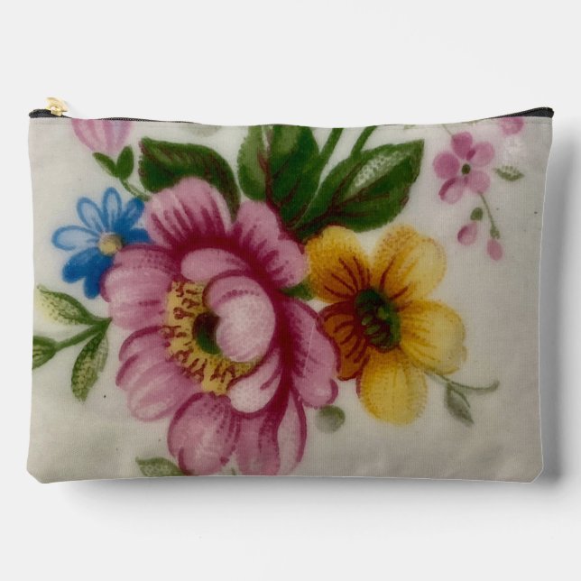 Tea Cup Floral Bouquet Print Cut Sew Bag (Front)