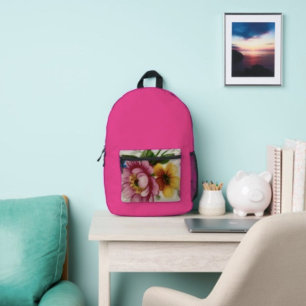 Tea Cup Floral Bouquet  Printed Backpack