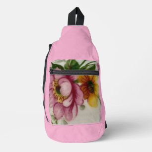Tea Cup Floral Bouquet Sling Bag