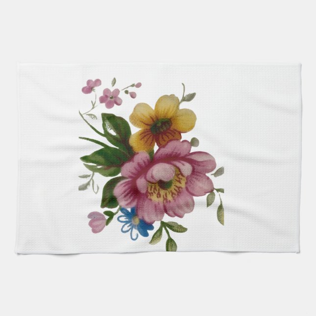 Tea Cup Floral Bouquet  Towel (Horizontal)