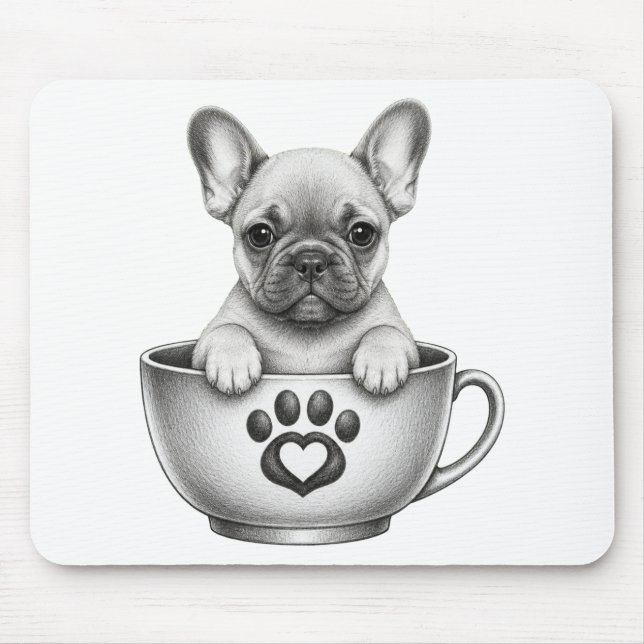 Tea Cup French Bulldog Puppy Mouse Mat (Front)