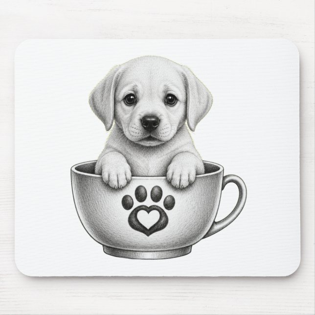 Tea Cup Labrador Retriever Puppy Mouse Mat (Front)