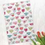 Tea Cup Pattern Tea Towel<br><div class="desc">A modern take on pretty vintage bone china or porcelain tea cups. Put the kettle on!  Original art by Nic Squirrell.</div>