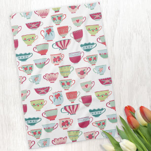 Tea Cup Pattern Tea Towel