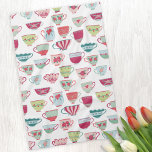 Tea Cup Pattern Towel<br><div class="desc">A modern take on pretty vintage bone china or porcelain tea cups. Put the kettle on!  Original art by Nic Squirrell.</div>