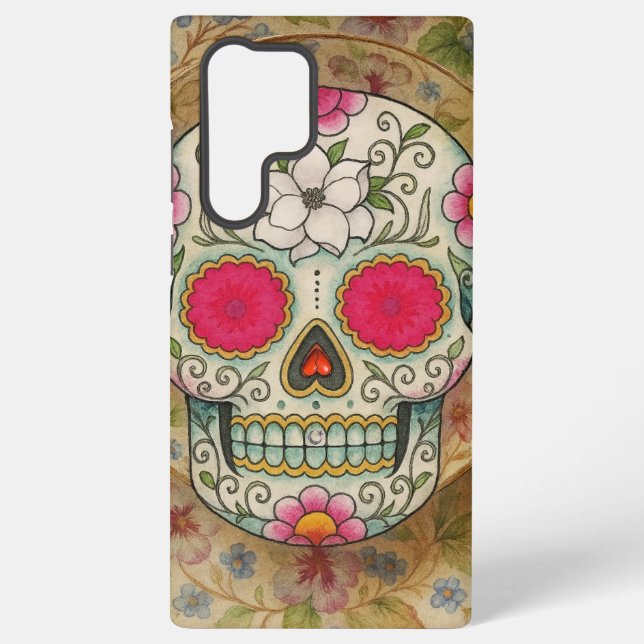 Tea Cup Sugar Skull Samsung Galaxy S22 Ultra Case (Back)