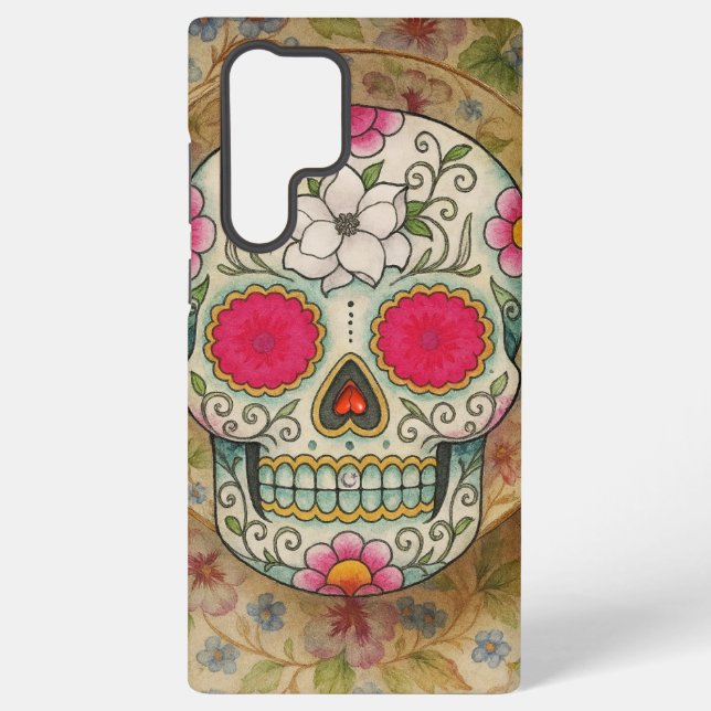 Tea Cup Sugar Skull Samsung Galaxy S22 Ultra Case (Back)