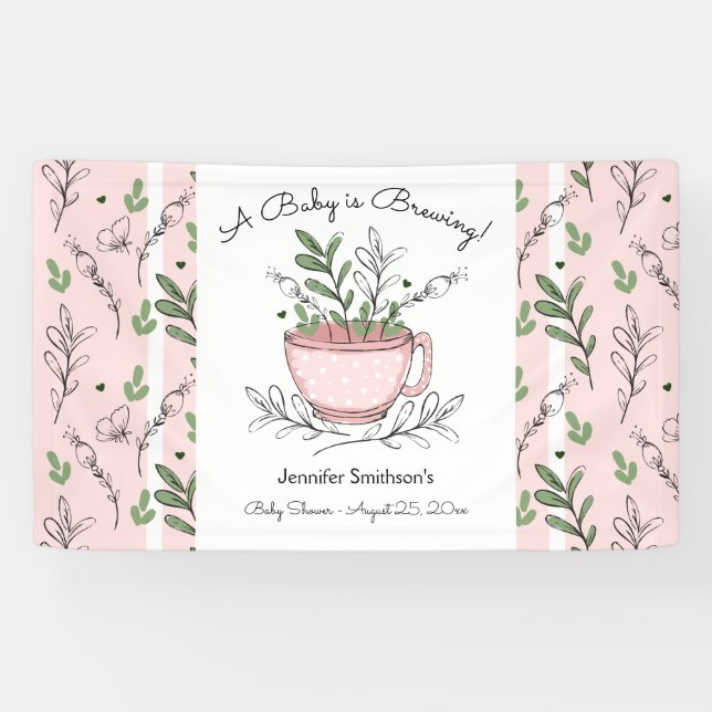 Tea Cup Tea Party Baby Shower Banner (Horizontal)