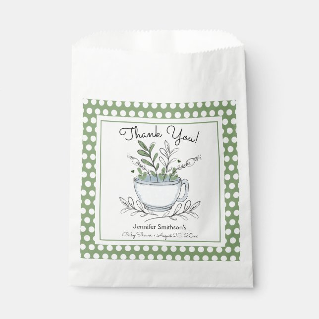 Tea Cup Tea Party Baby Shower Favour Bags (Front)