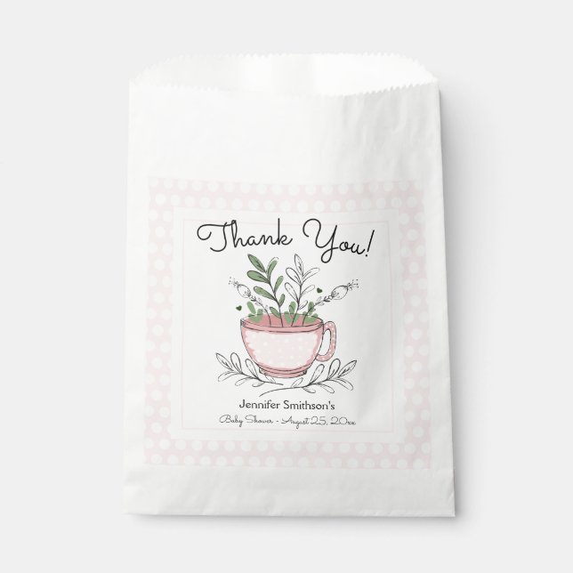 Tea Cup Tea Party Baby Shower Favour Bags (Front)