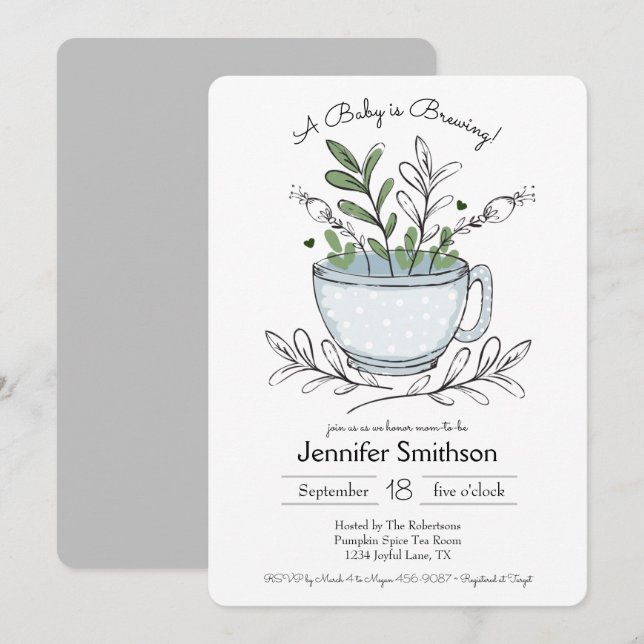 Tea Cup Tea Party Baby Shower Invitations (Front/Back)
