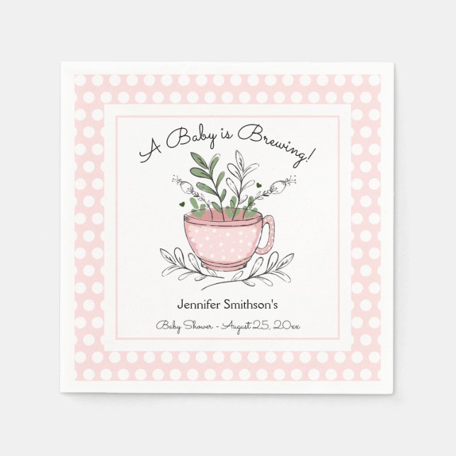 Tea Cup Tea Party Baby Shower Napkin (Front)
