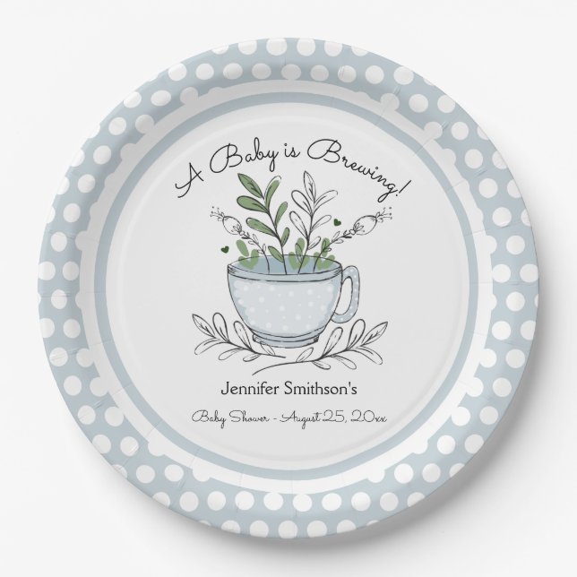 Tea Cup Tea Party Baby Shower Paper Plate (Front)