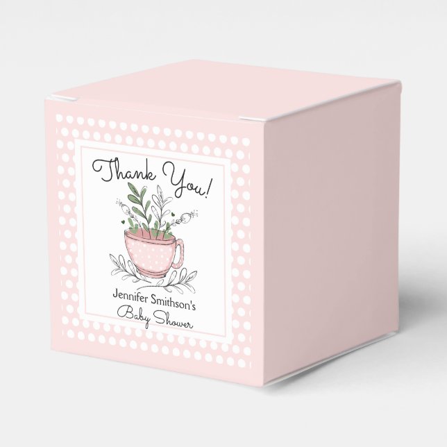 Tea Cup Tea Party Baby Shower Thank You Favour Box (Front Side)