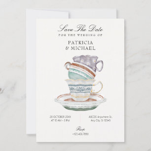 Tea cup wedding save the date