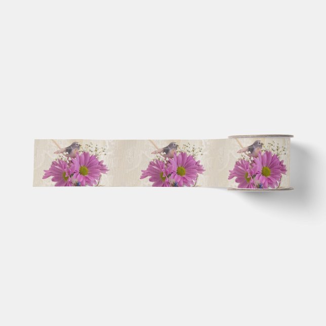 Tea Cups And Daisies Grosgrain Ribbon (Front)