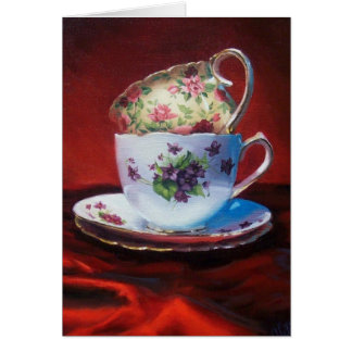 Tea Cups and Red Satin