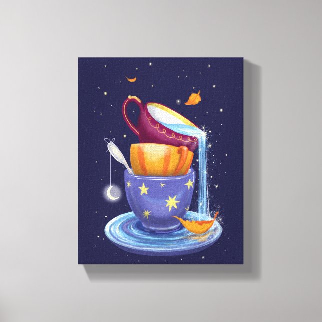 Tea cups Fall Whimsical Canvas Print (Front)