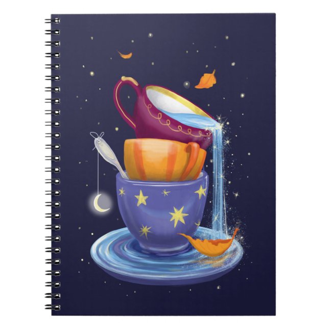 Tea cups Fall Whimsical Notebook (Front)