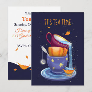 Tea cups Fall Whimsical Tea Party Invitation