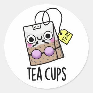 Tea Cups Funny Bra Puns Classic Round Sticker