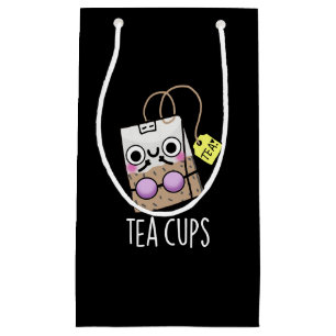 Tea Cups Funny Bra Puns Dark BG Small Gift Bag