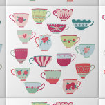 Tea Cups Modern Retro Tile<br><div class="desc">A modern take on pretty vintage retro bone china or porcelain tea cups. Original art by Nic Squirrell.</div>