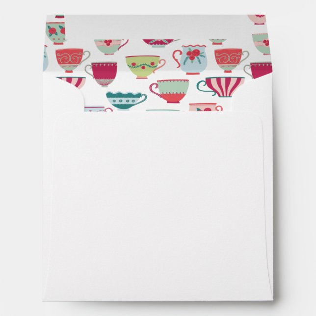 Tea Cups Modern Vintage Envelope (Back (Bottom))