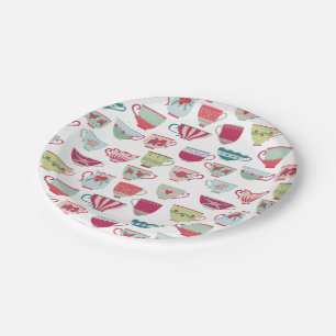 Tea Cups Modern Vintage Paper Plate