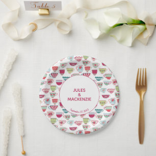 Tea Cups Modern Vintage Paper Plate