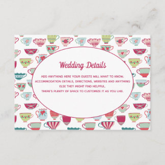 Tea Cups Modern Vintage Wedding Details Enclosure Card
