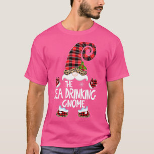 Tea Drinking Gnome Buffalo Plaid Matching Christma T-Shirt