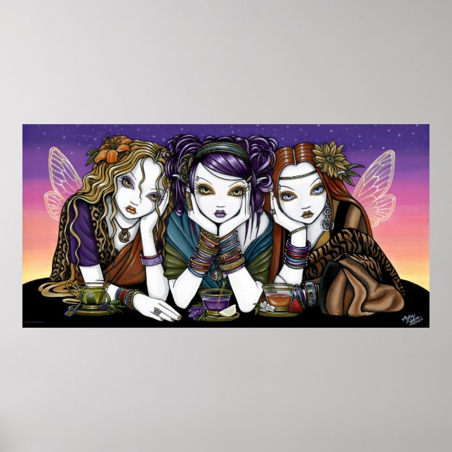 Tea For Three Urban Teaparty KiKi Fairies Poster (Front)
