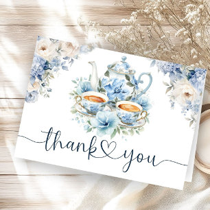 Tea For Two Baby Shower Boy Folded Thank You Card