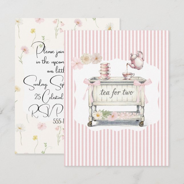 Tea For Two Baby Shower Digital Download Invitation (Front/Back)